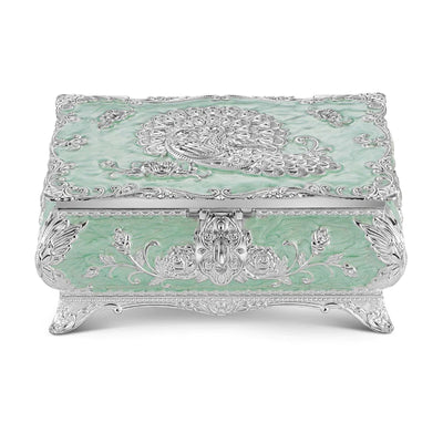 Peacock Enamel jewellery box green