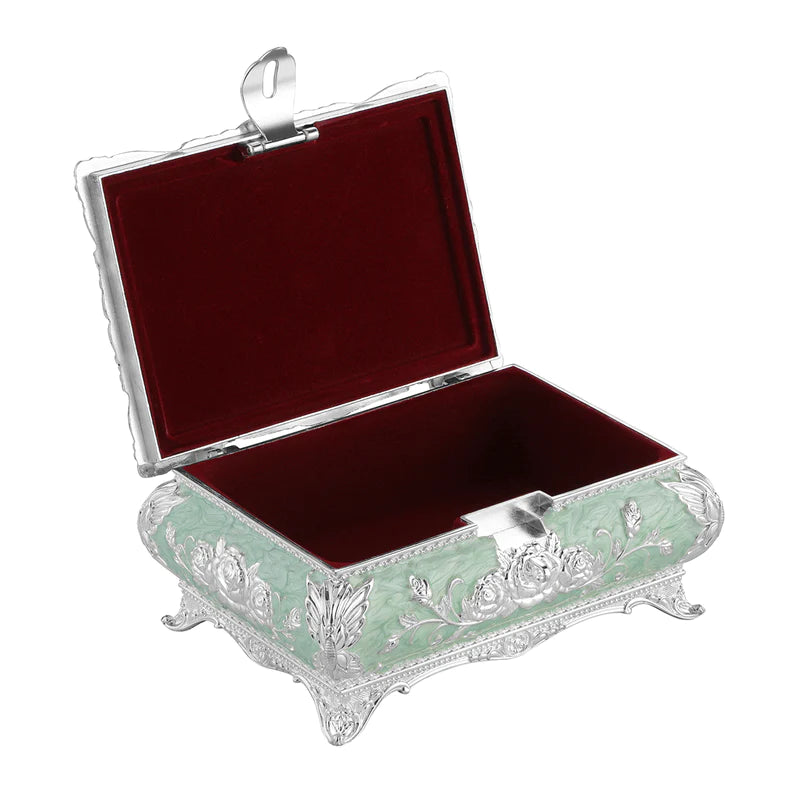 Peacock Enamel jewellery box green