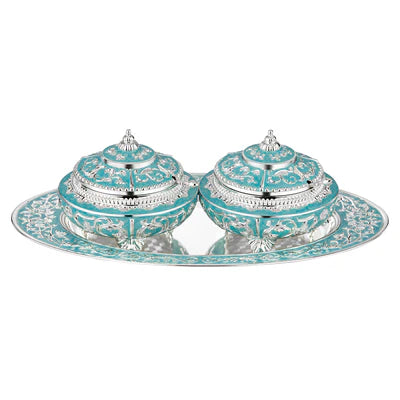 Enamel Sugar Pot set of 2 with Tray