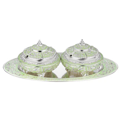 Enamel Sugar Pot set of 2 with Tray