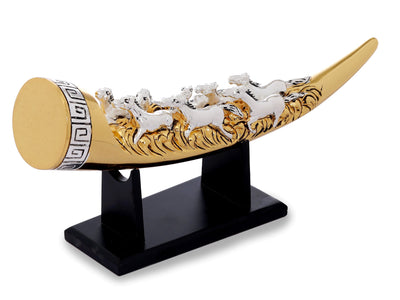 Gold  Plated Resin Elephant Teeth With Horse